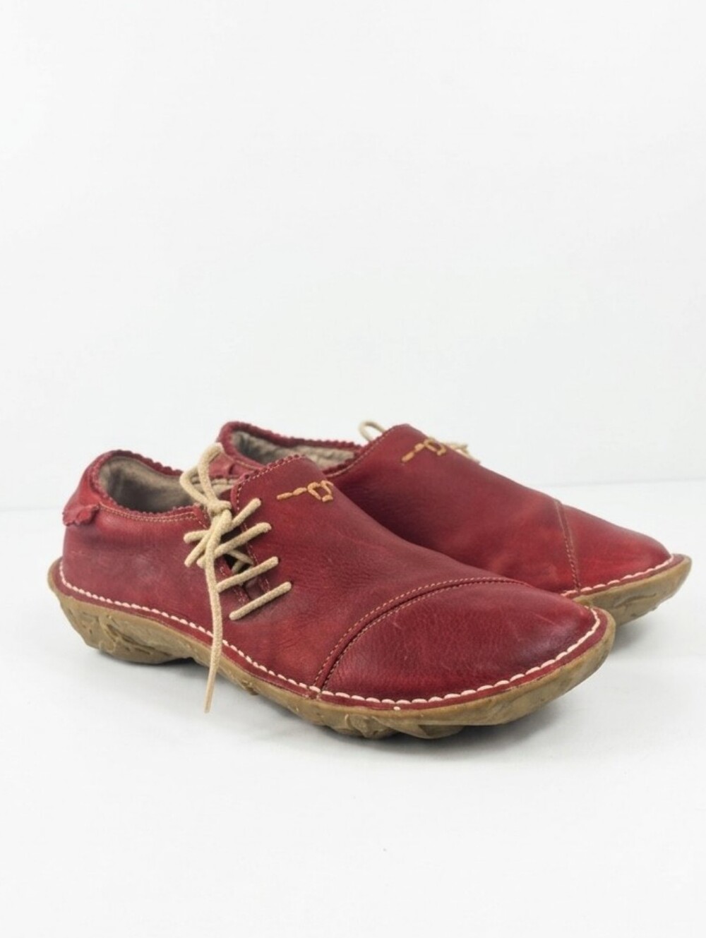 El Naturalista Red Leather Lighweight Womens Sneakers Size EU 37 - US 7